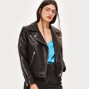 TOPSHOP Blossom Faux Leather Biker Jacket